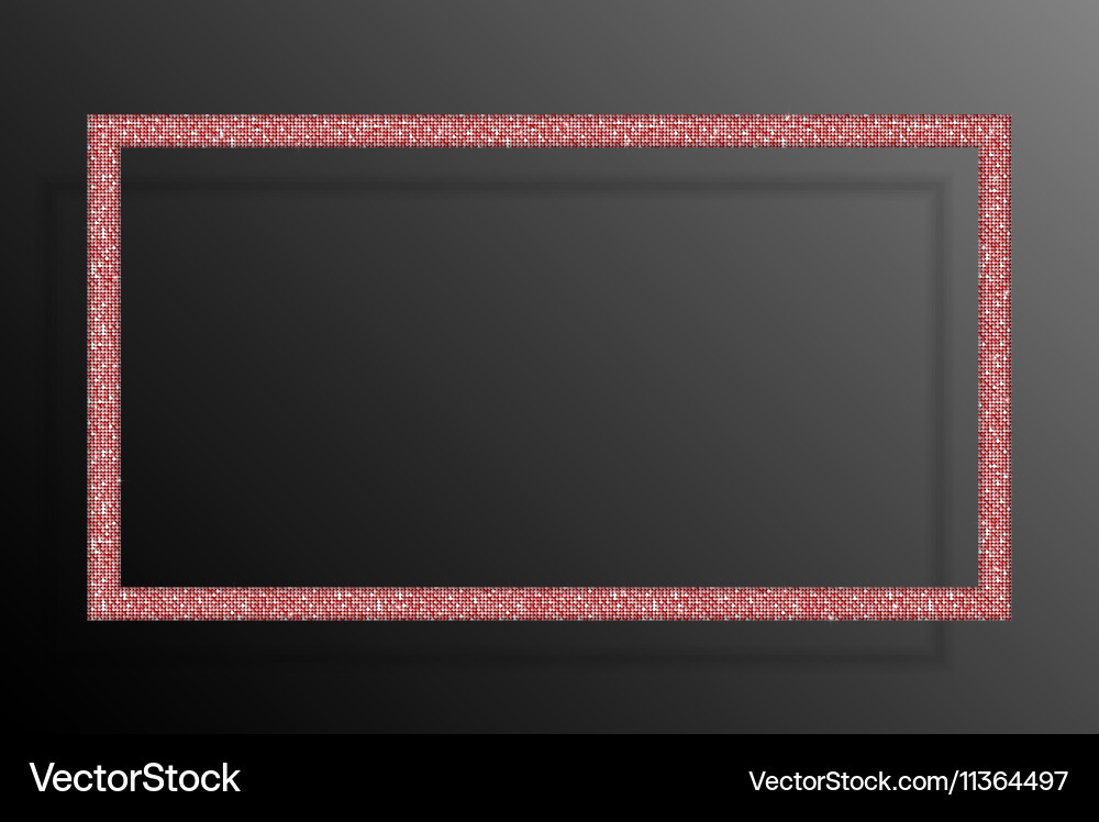 Frame red sequins rectangle glitter sparkle vector image