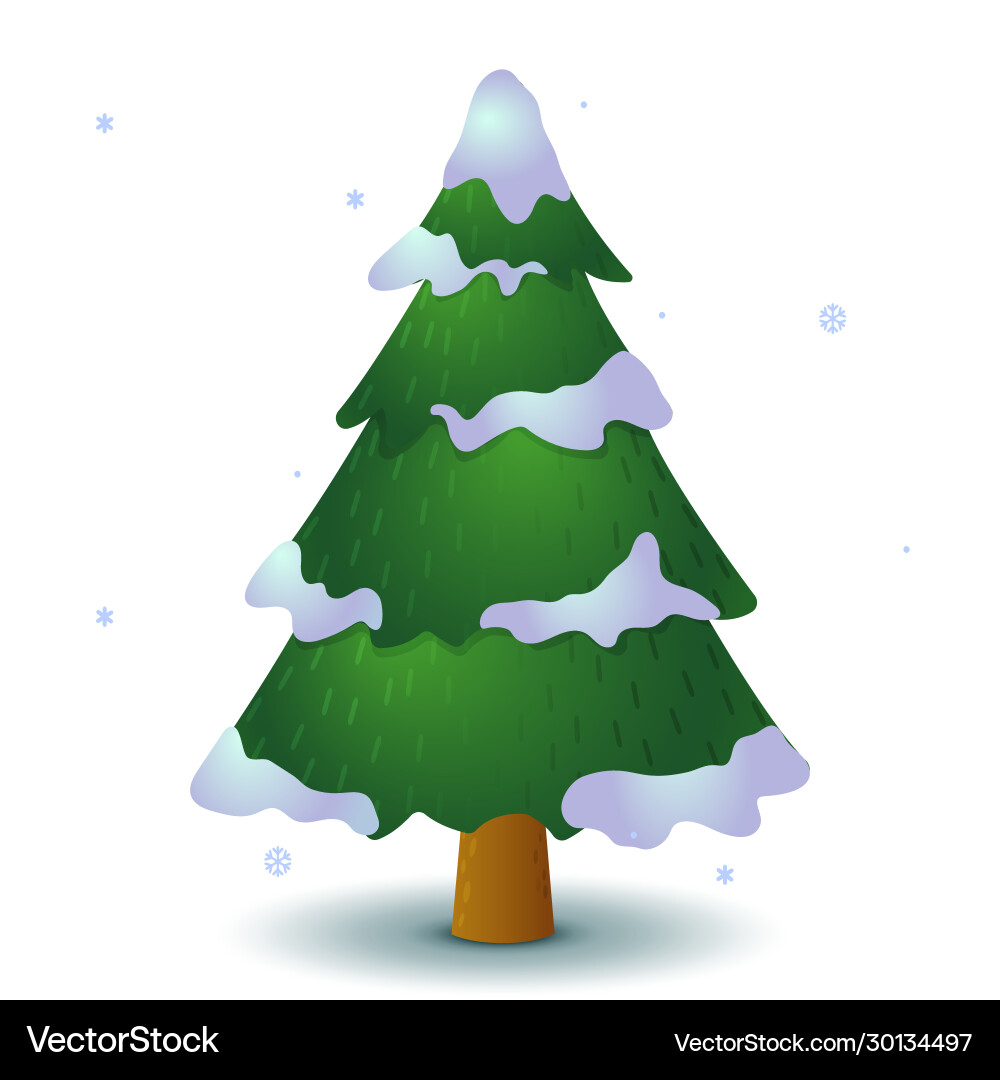 Green snowy coniferous tree game ui flat isolated Vector Image