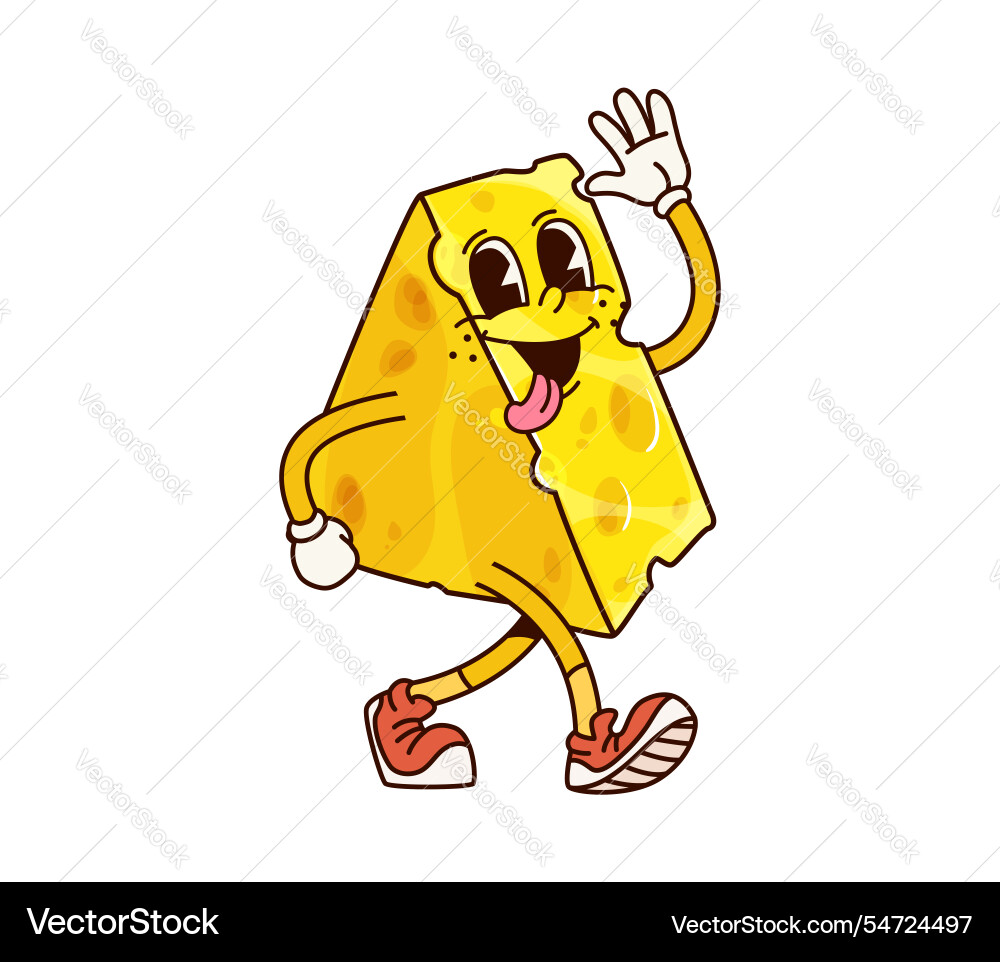 Groovy cheese character with happy expression vector image