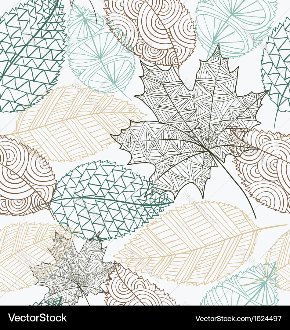 Hand Drawn Leaf Pattern - Autumn Sketch Vector Image