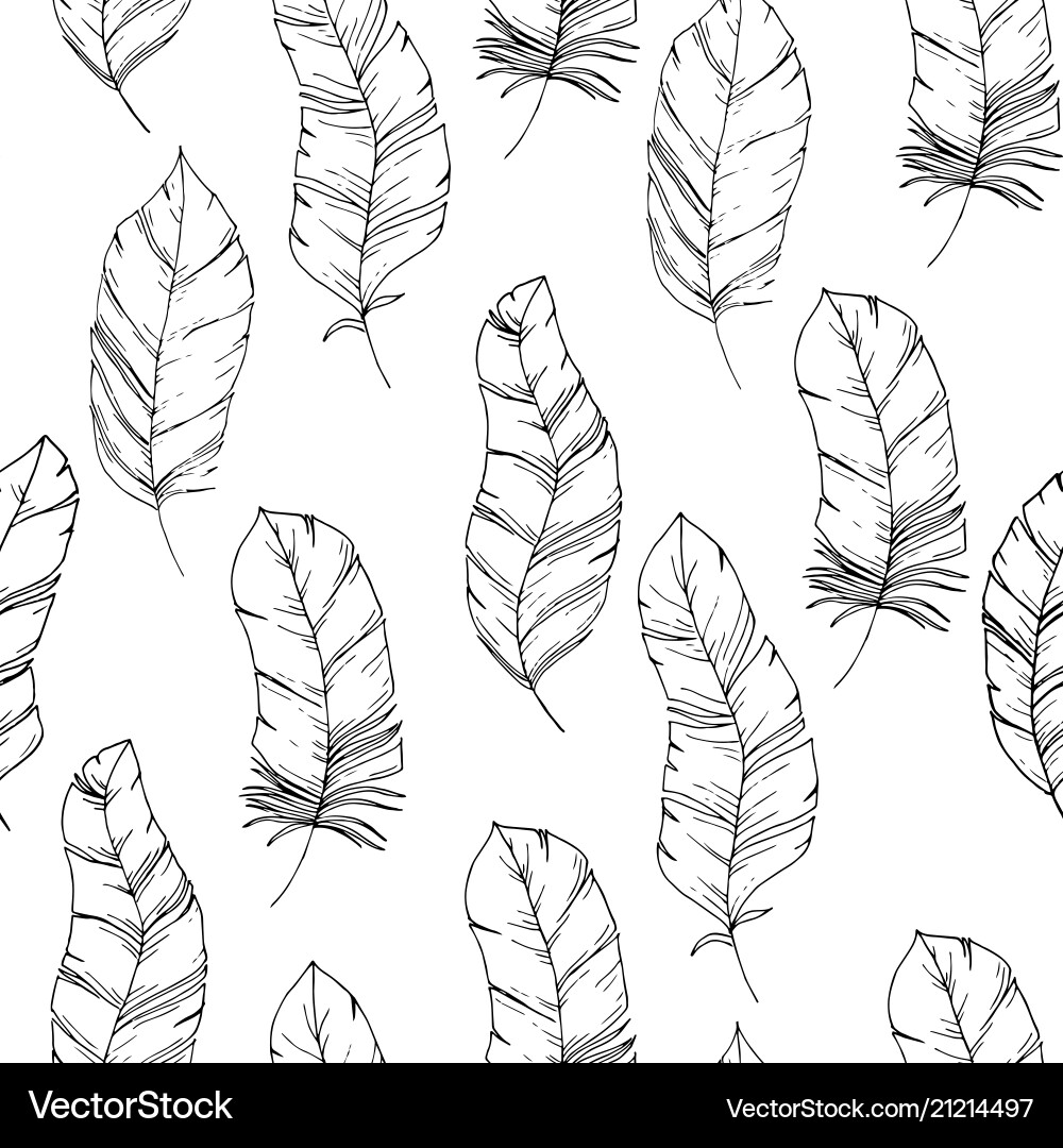 Hand-drawn seamless pattern with sketch style bird vector image