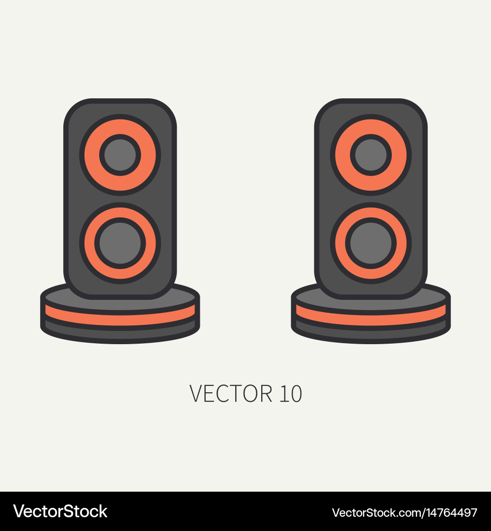 Line flat color computer part icon audio vector image