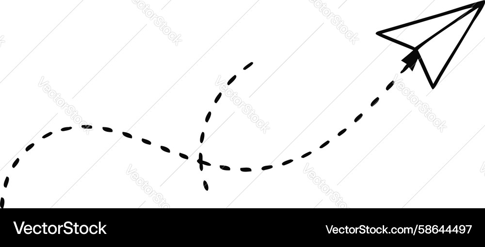 Paper Plane with Curved Path Vector Image
