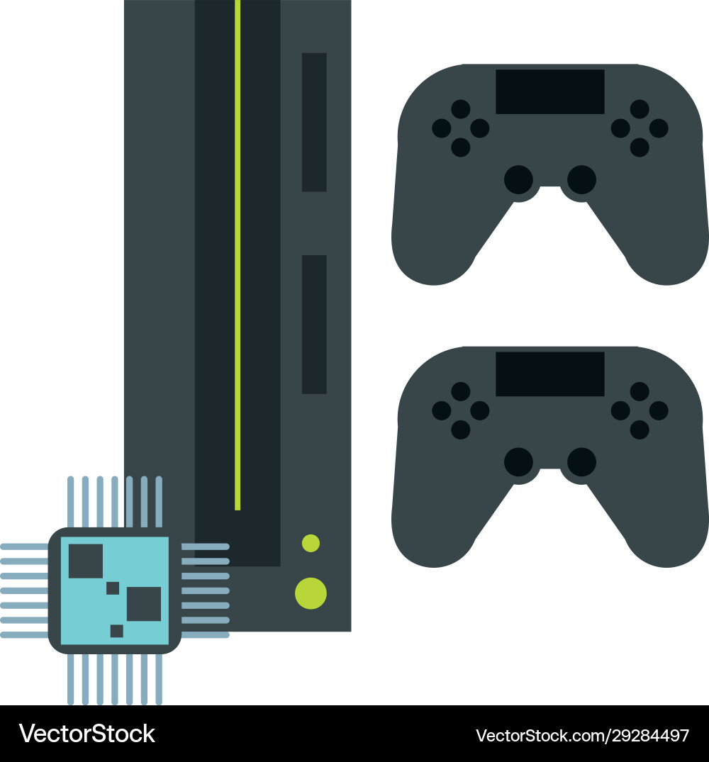 Processor chip with video game console devices Processor chip with video game console devices vector image