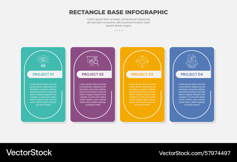 Rectangle shape infographic outline style with 4 Vector Image