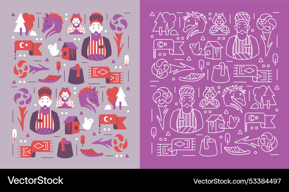 Set of icons in pattern Set of icons in pattern vector image