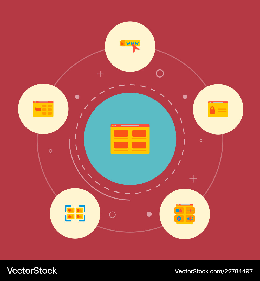 Set of wd icons flat style symbols with login page Set of wd icons flat style symbols with login page vector image