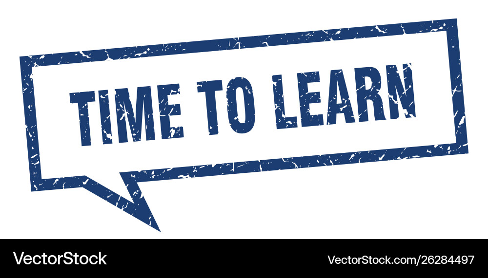 Time to learn sign square speech vector image