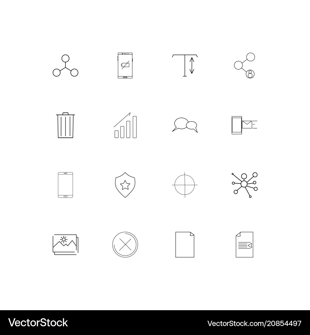Web linear thin icons set outlined simple vector image
