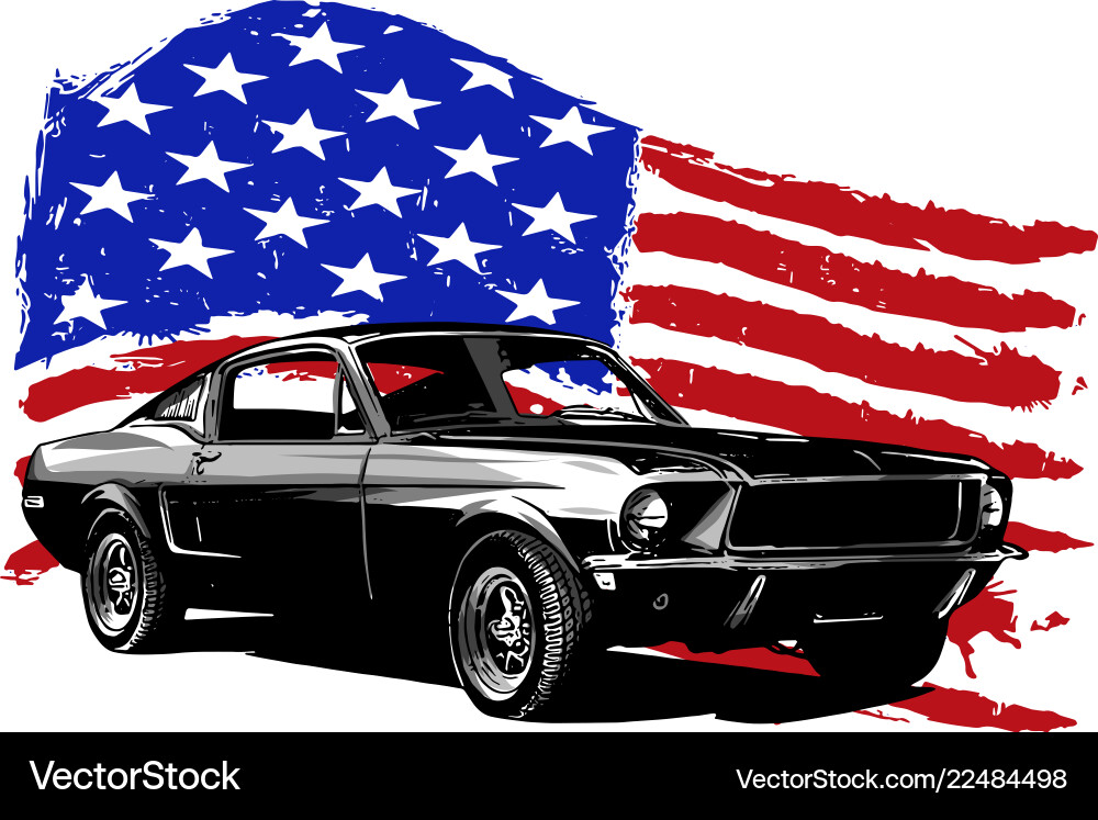 American Muscle Car - Stars & Stripes vector image