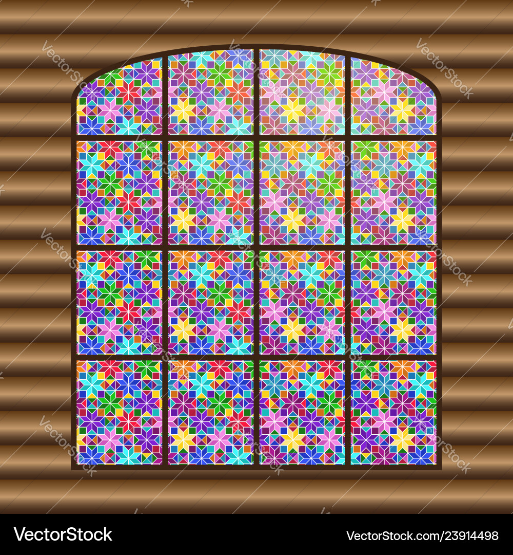 Antique large window with a multi-colored Antique large window with a multi-colored vector image