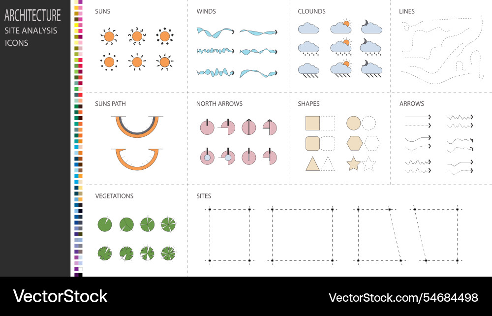 Architecture site analysis symbol icon element Architecture site analysis symbol icon element Vector Image