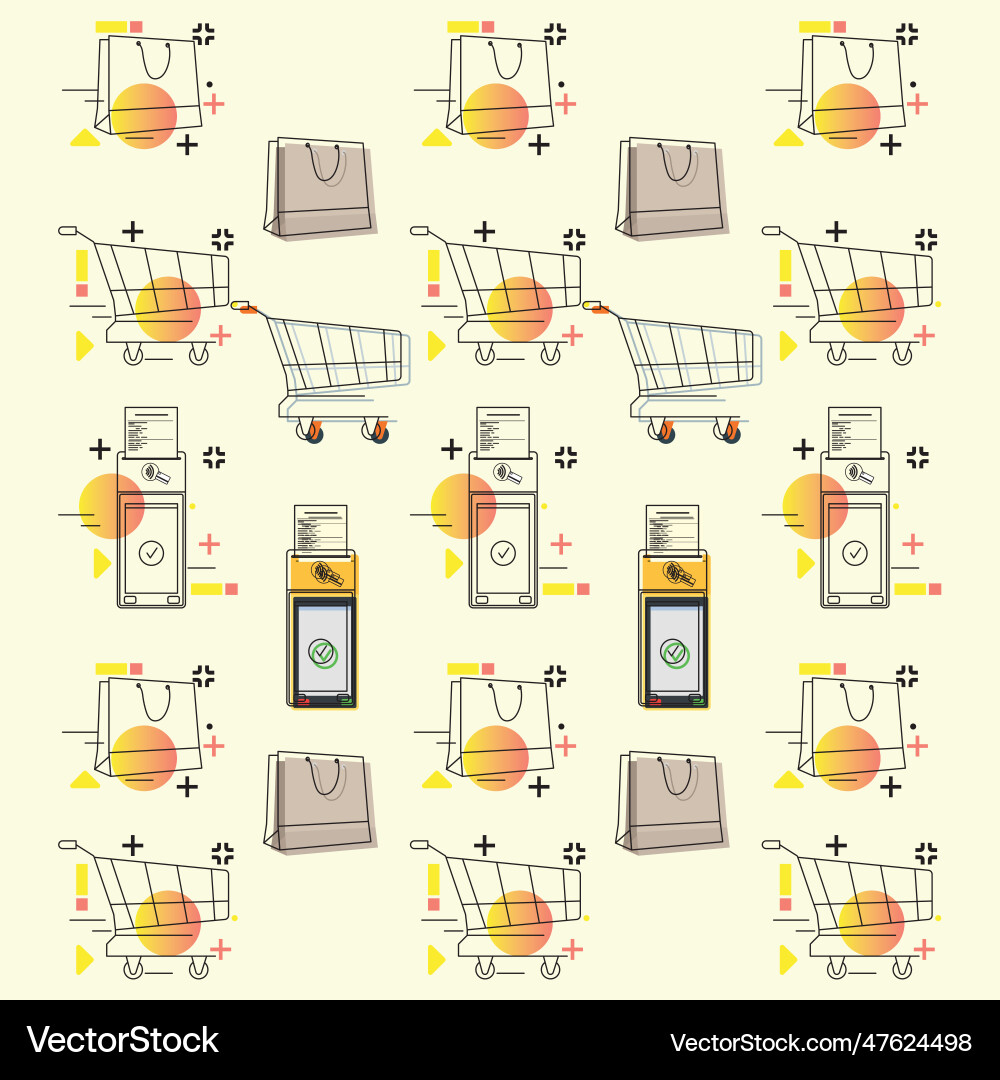 Colored seamless pattern background with shopping Vector Image