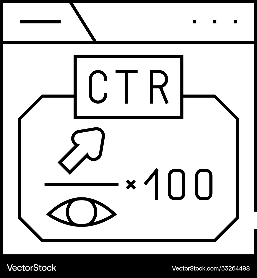 Ctr click through rate seo line icon vector image