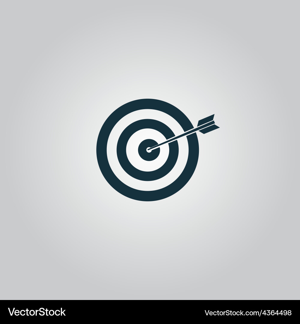 Dart is in the center of dartboard vector image