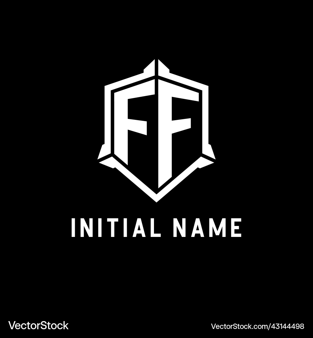 Ff logo initial with shield shape design style Ff logo initial with shield shape design style Vector Image