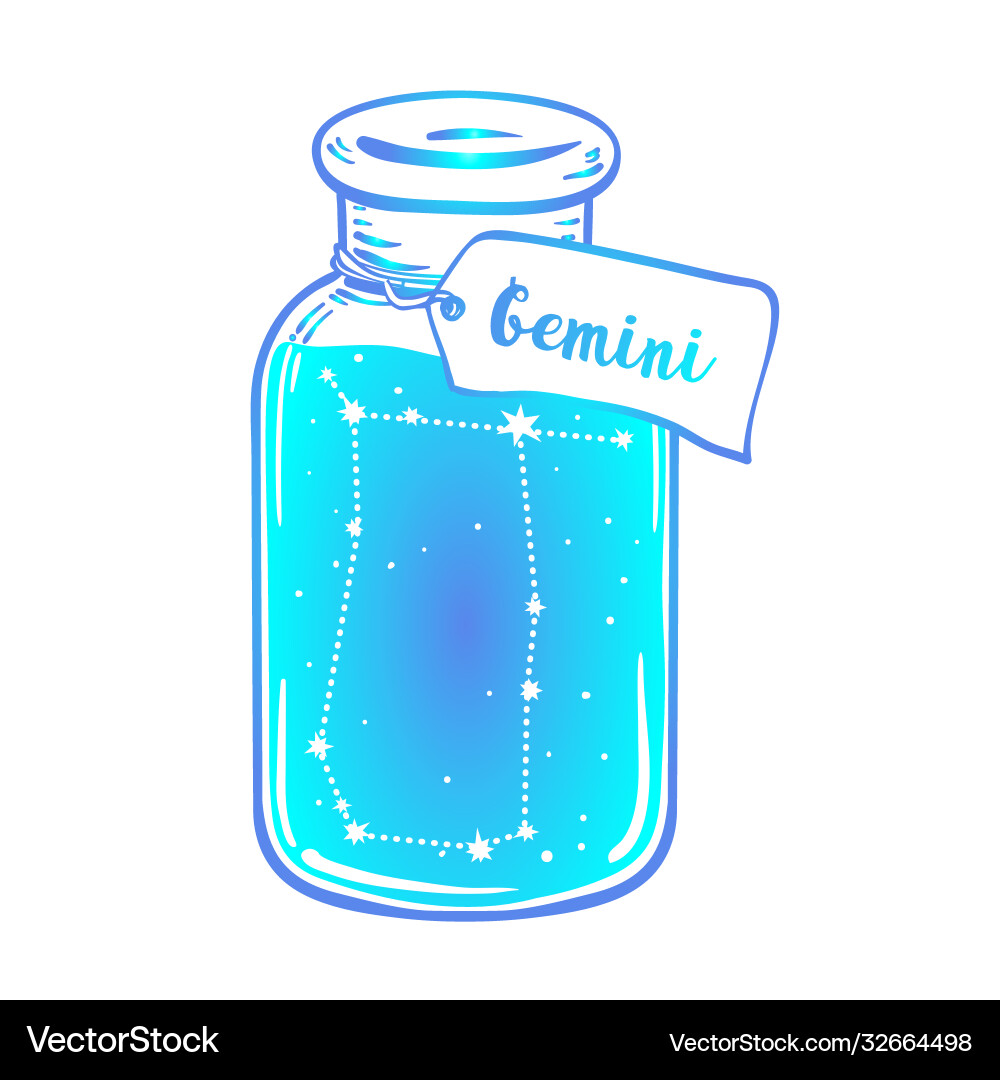 Glasflasche mit Sternzeichen Sternzeichen Glasflasche mit Sternzeichen Sternzeichen vektorbild