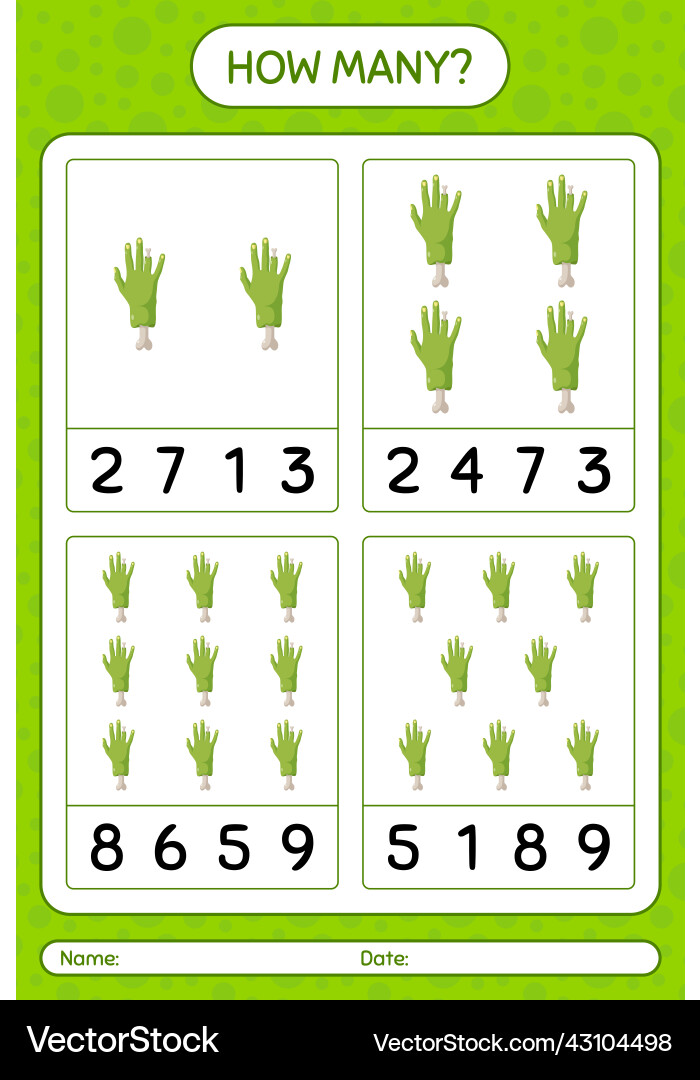 How many counting game with zombies hand How many counting game with zombies hand Vector Image