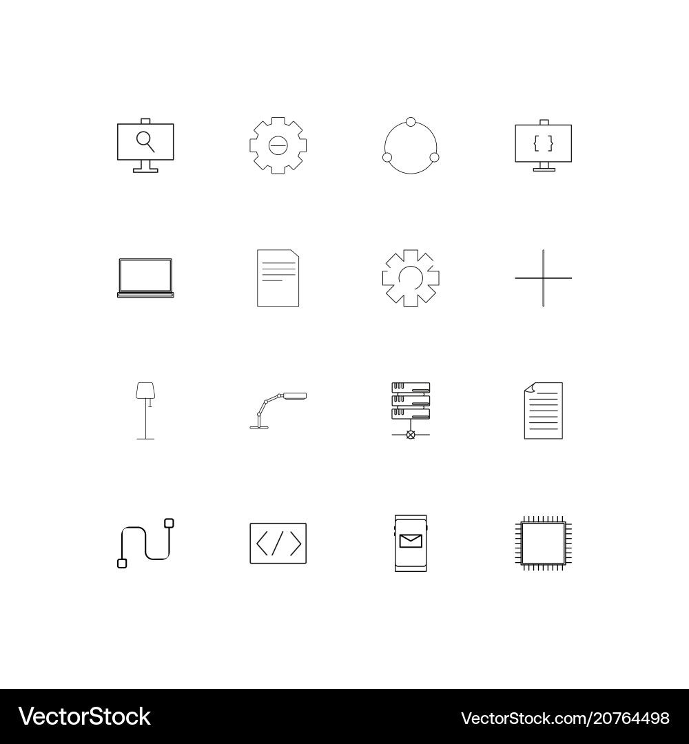Internet technologies linear thin icons set vector image