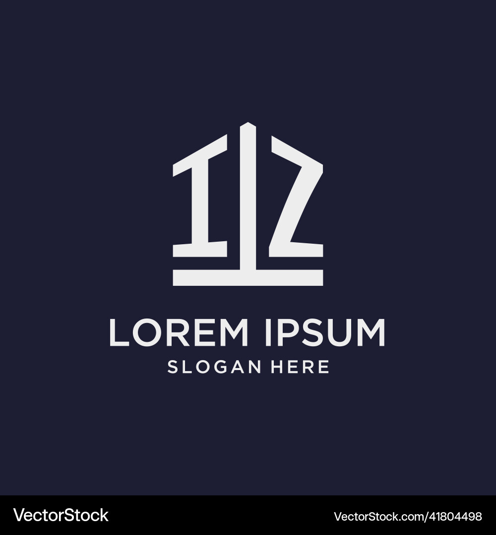 Iz initial monogram logo design with pentagon Vector Image
