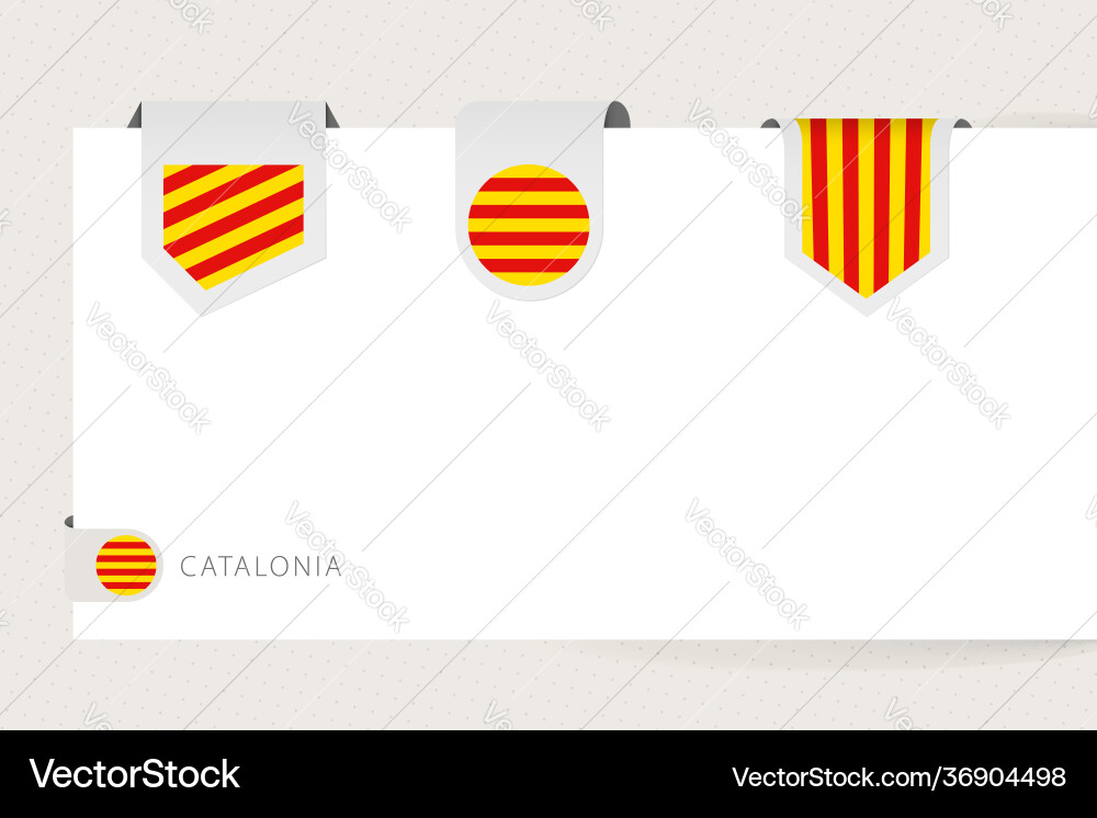 Label flag collection catalonia in different vector image