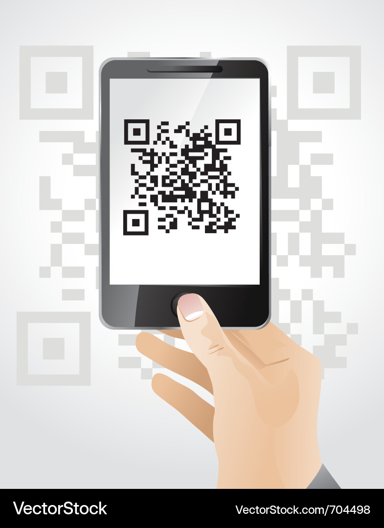 Mobile Phone with QR Code vector image