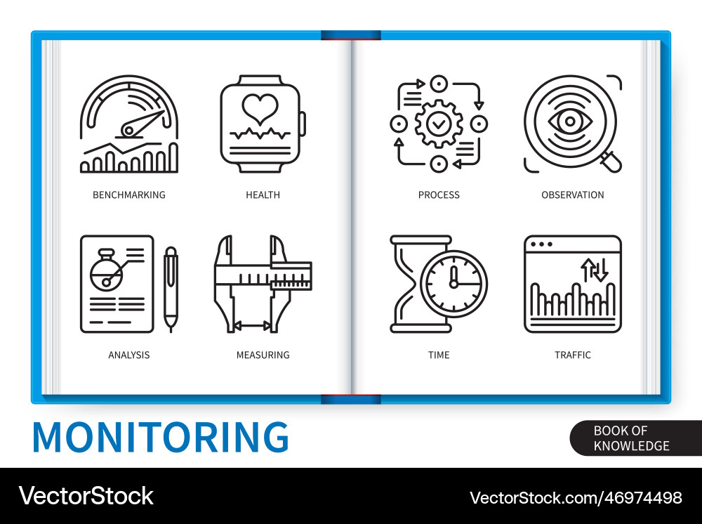 Monitoring & Analysis Icons vector image