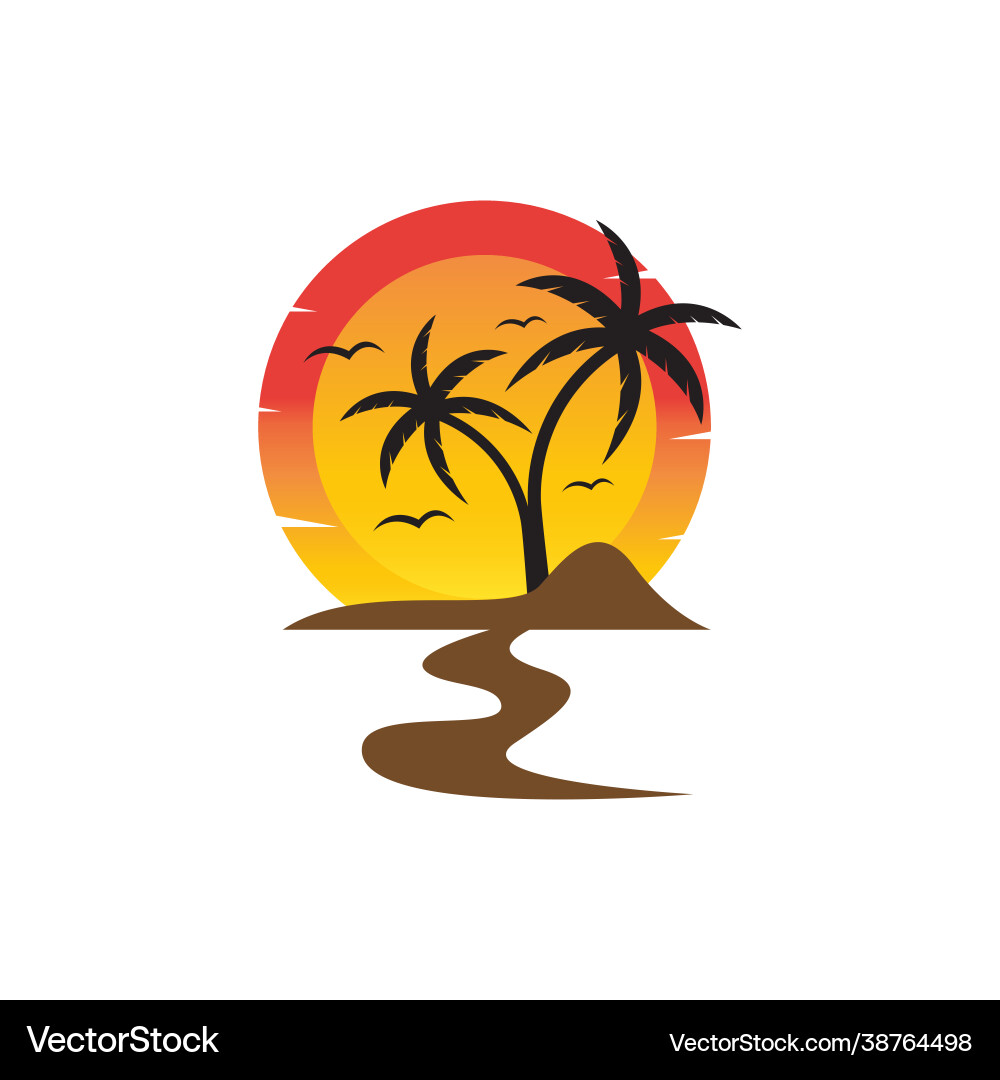Palm tree summer logo template Vector Image