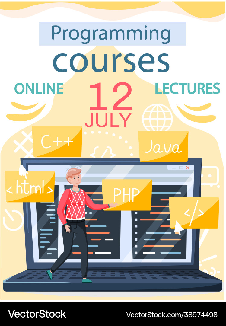 Programming courses online education coding Vector Image