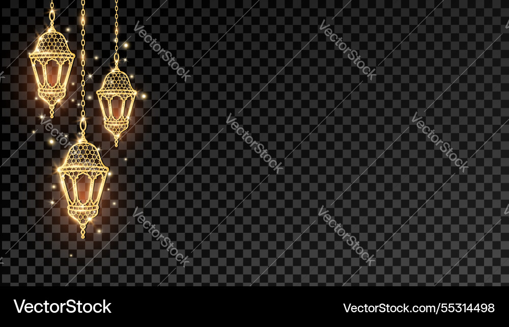 Ramadan or al-adha golden shiny lanterns Ramadan or al-adha golden shiny lanterns vector image