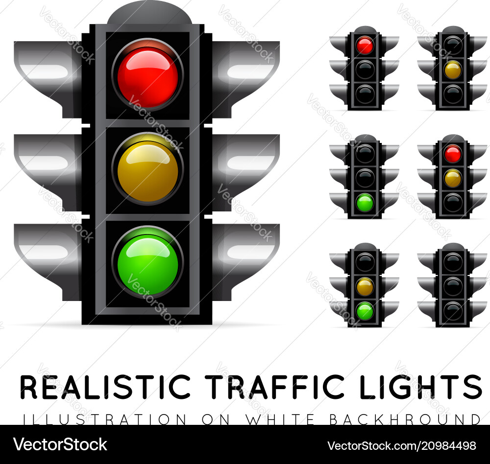 Realistic Traffic Light - Stop & Go Vector Image