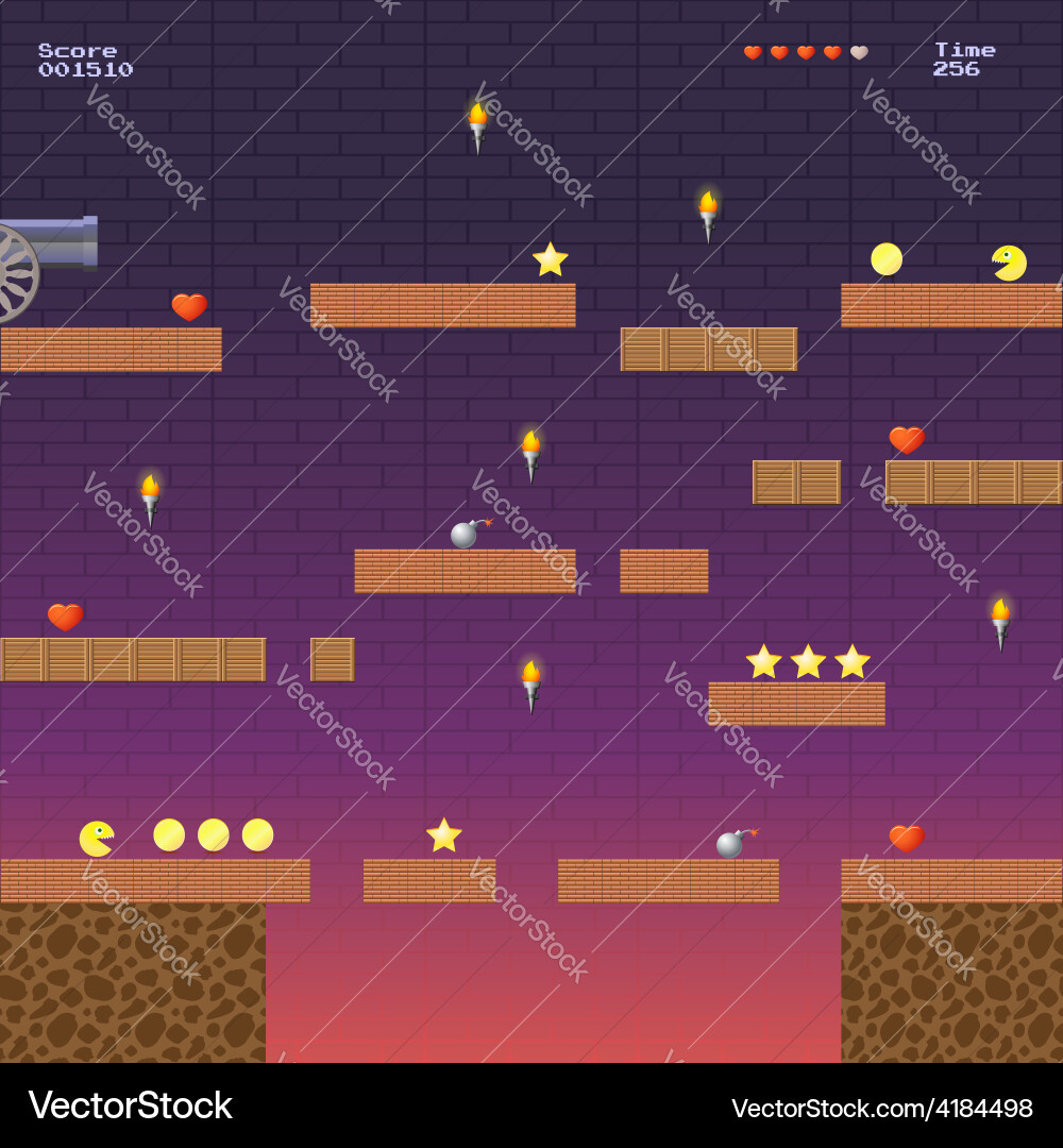 Retro Arcade Game Scene Vector Image