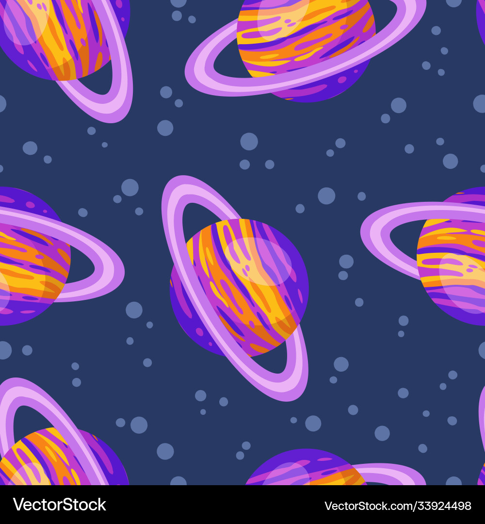 Saturn abstract seamless space pattern background vector image