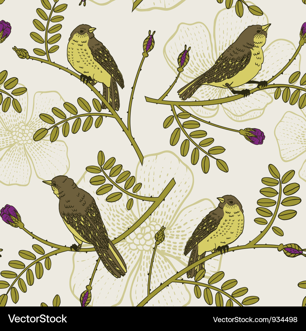 Seamless pattern with birds Royalty Free Vector Image