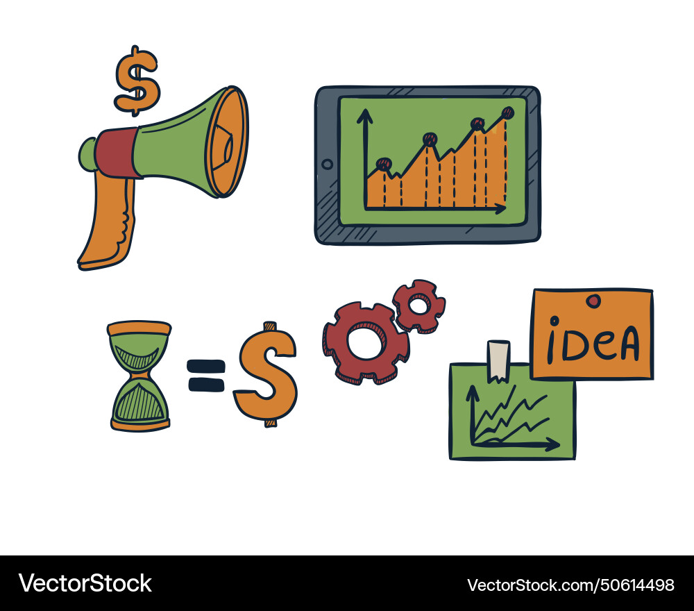 Set of marketing idea generating and time Set of marketing idea generating and time Vector Image