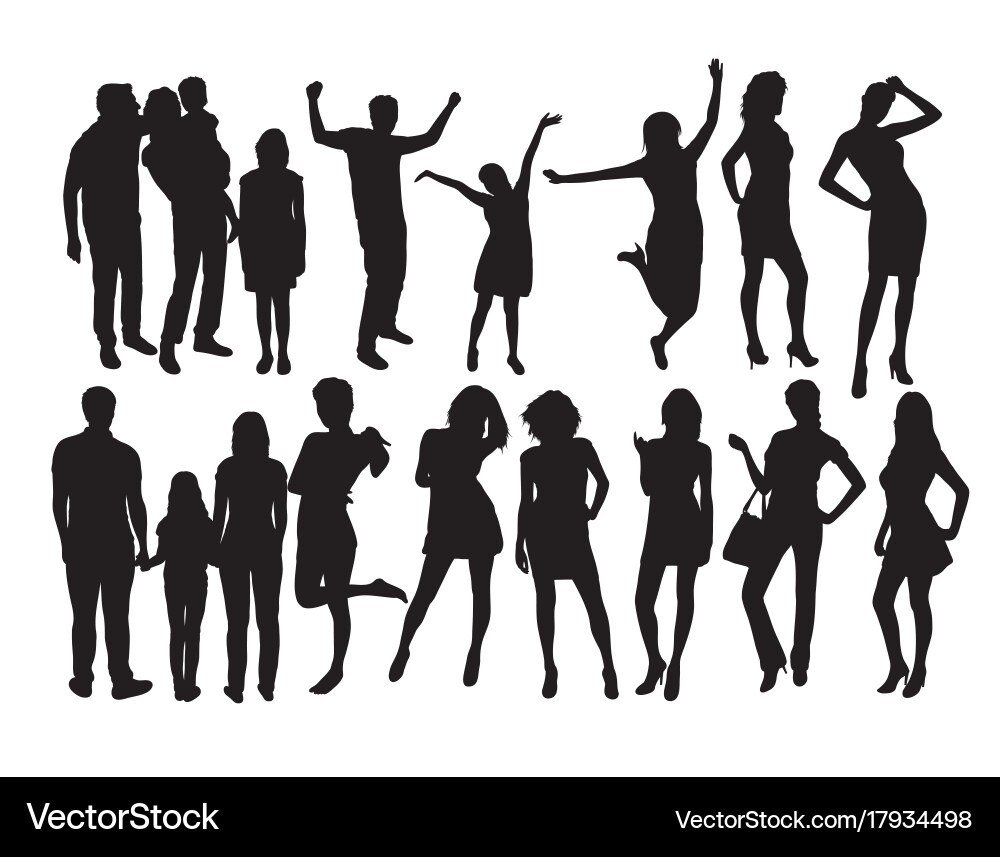Silhouetted People Figures Vector Image