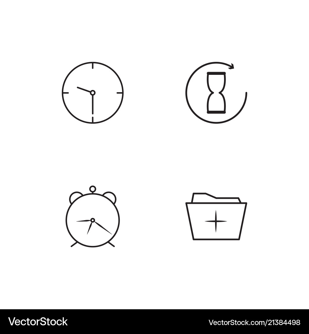 Time linear icons set simple outline vector image