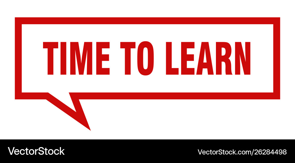 Time to learn sign square speech vector image