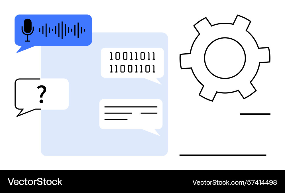 Voice commands and binary communication in modern Voice commands and binary communication in modern Vector Image