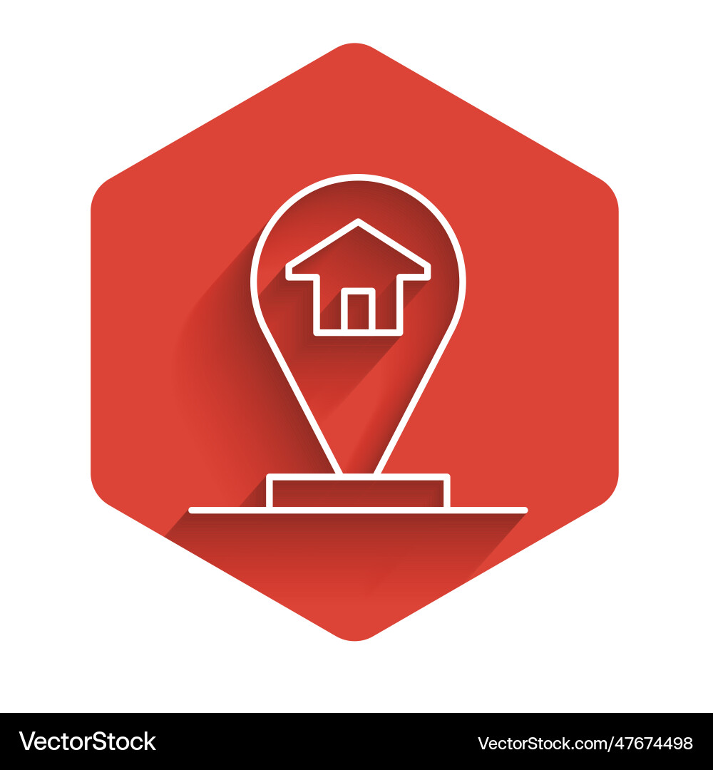 White line map pointer with house icon isolated White line map pointer with house icon isolated vector image