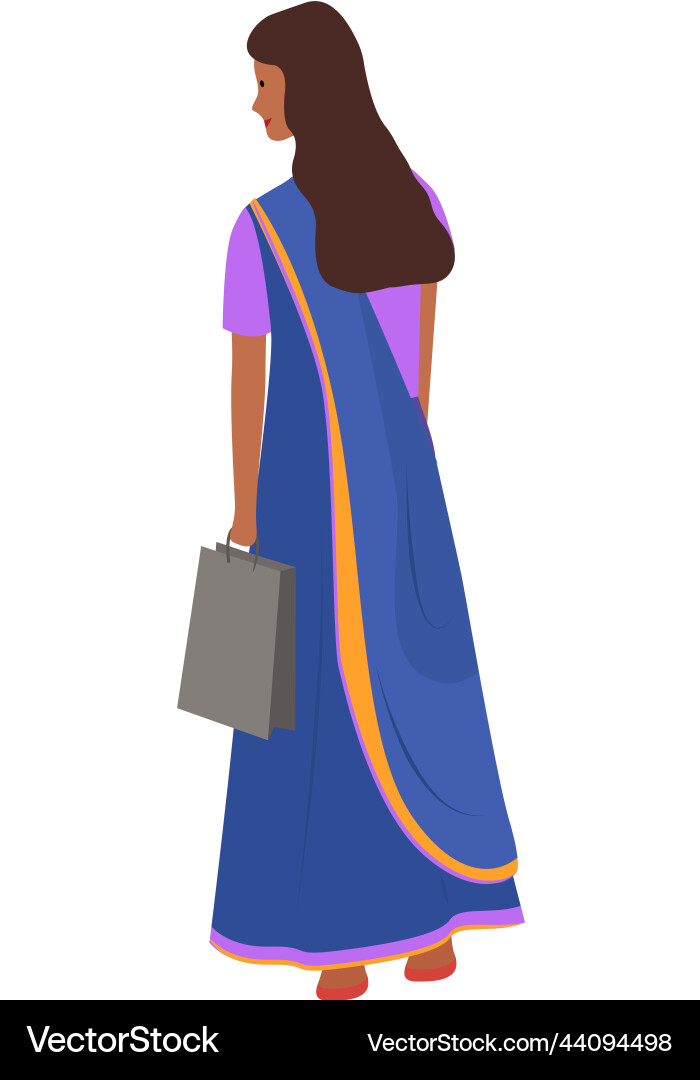 Young cartoon style indian woman in traditional Young cartoon style indian woman in traditional vector image