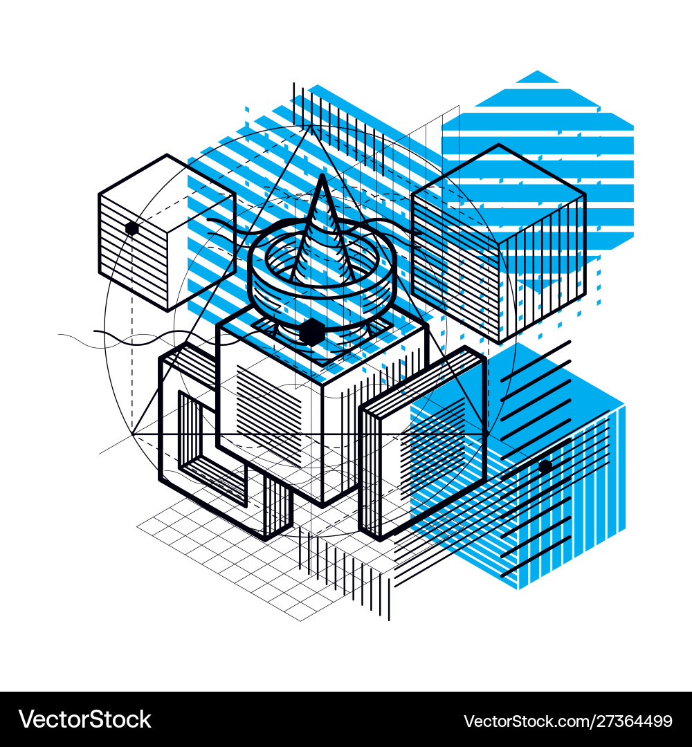 Abstract design with 3d linear mesh shapes Abstract design with 3d linear mesh shapes Vector Image