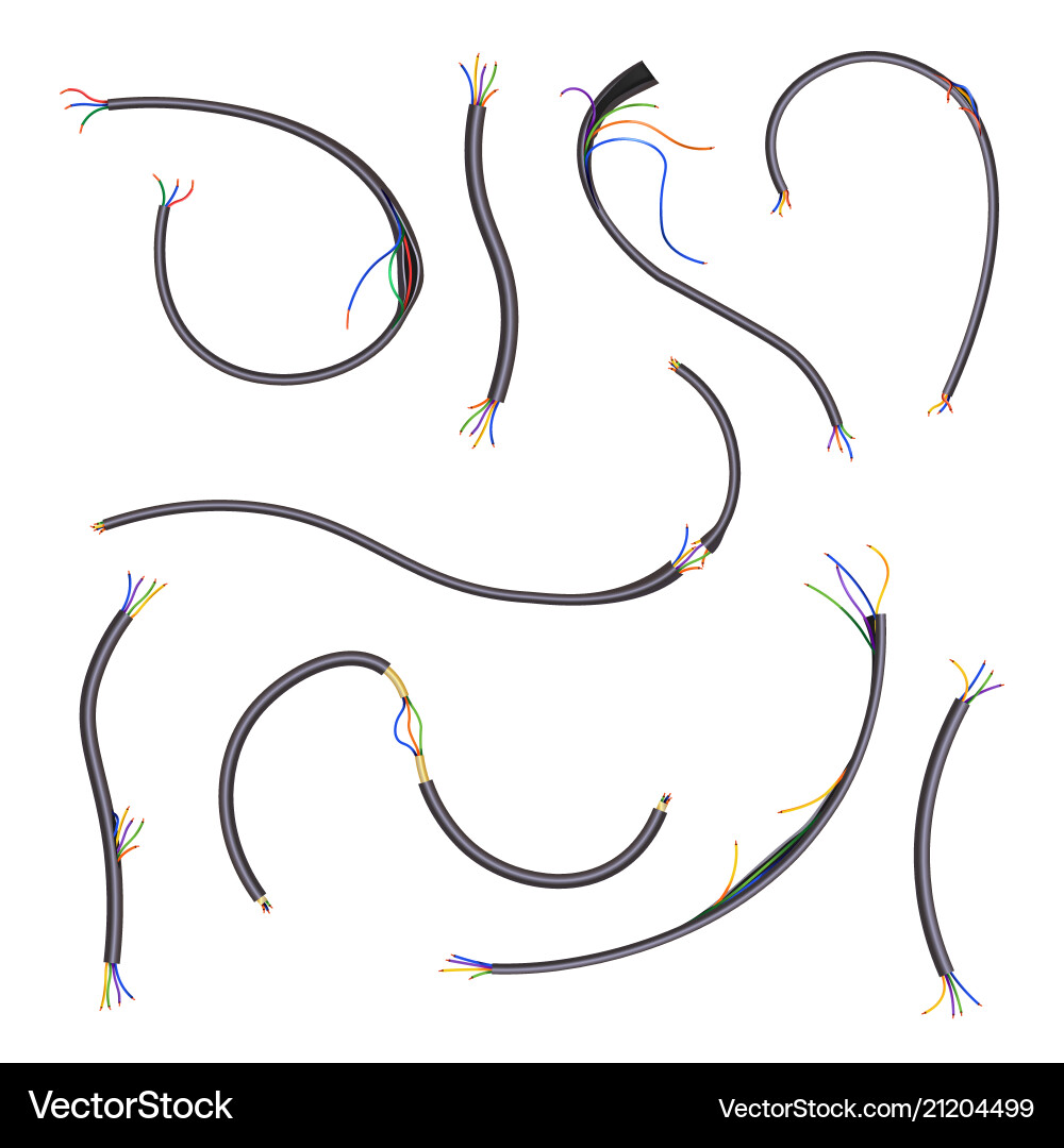 Broken wires that conduct electricity isolated Vector Image