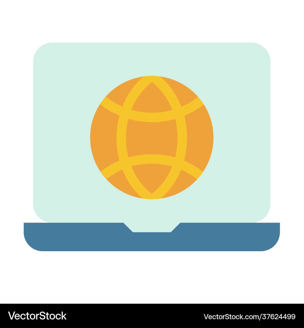 Browsing laptop internet web single isolated icon Vector Image
