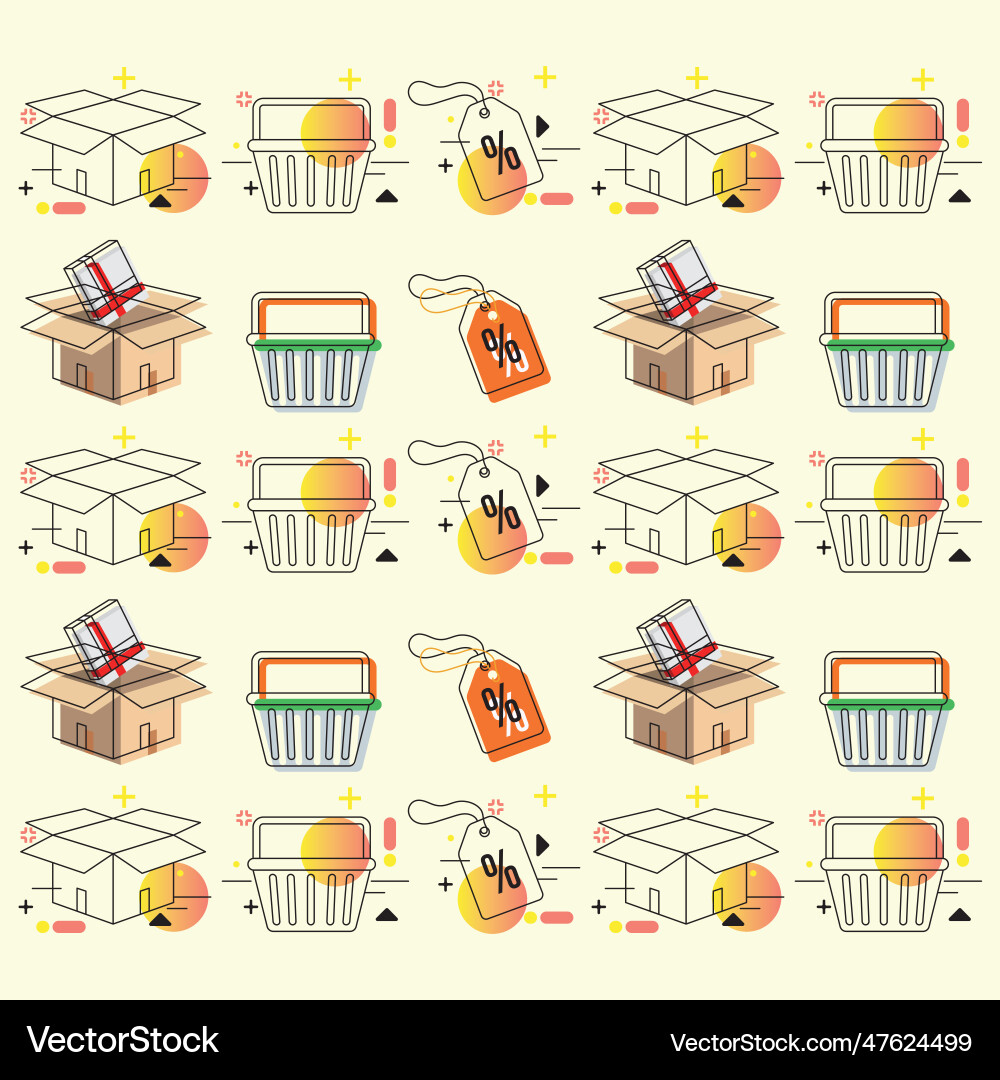 Colored seamless pattern background with shopping Vector Image