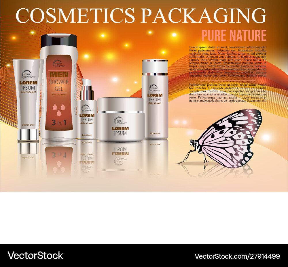 Cosmetics template with shower gel creme tube Cosmetics template with shower gel creme tube vector image