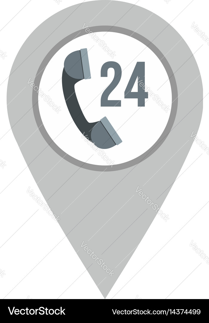 Gray map pointer with phone handset sign icon vector image