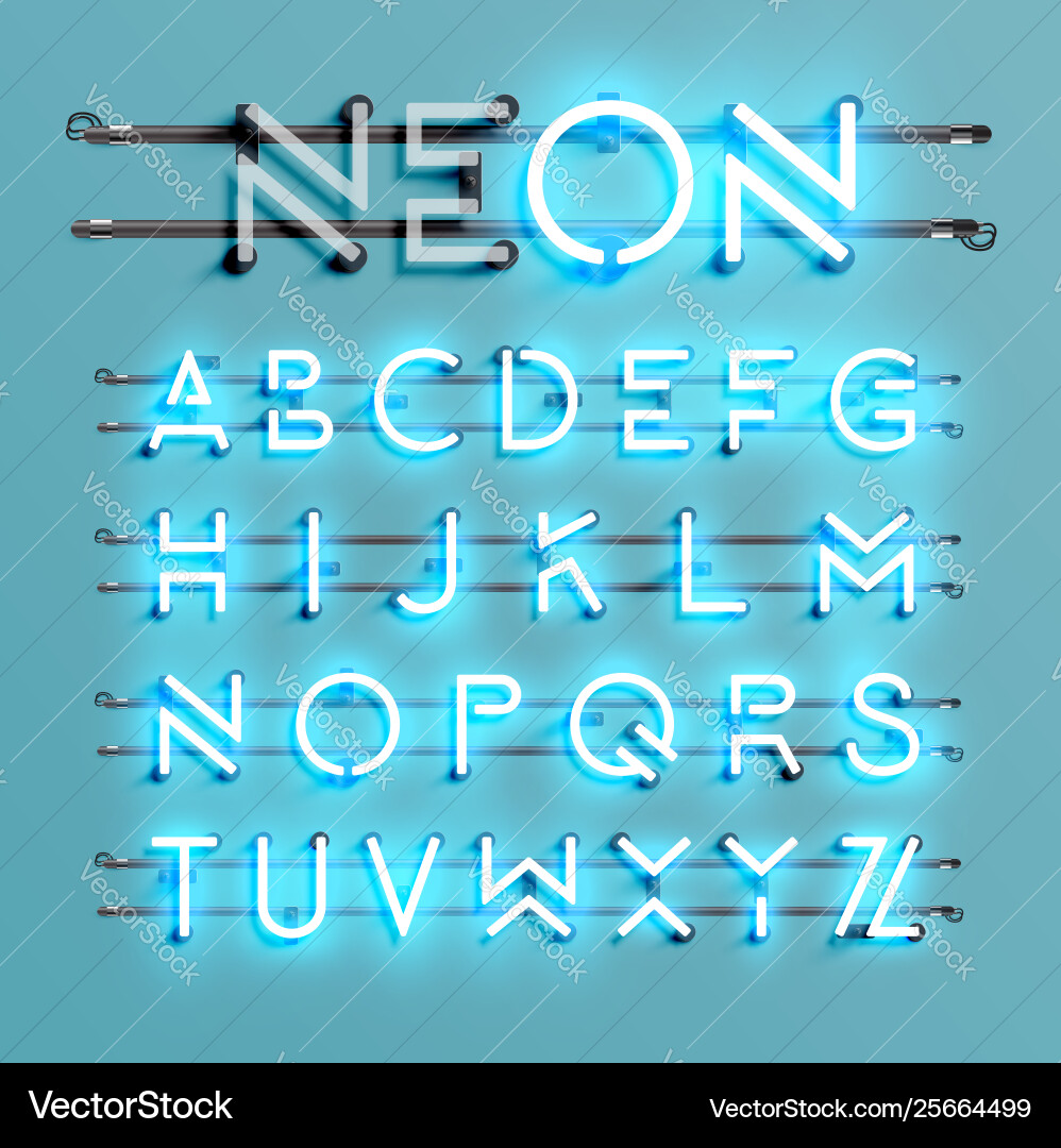 Neon Font with Wires and Console vector image