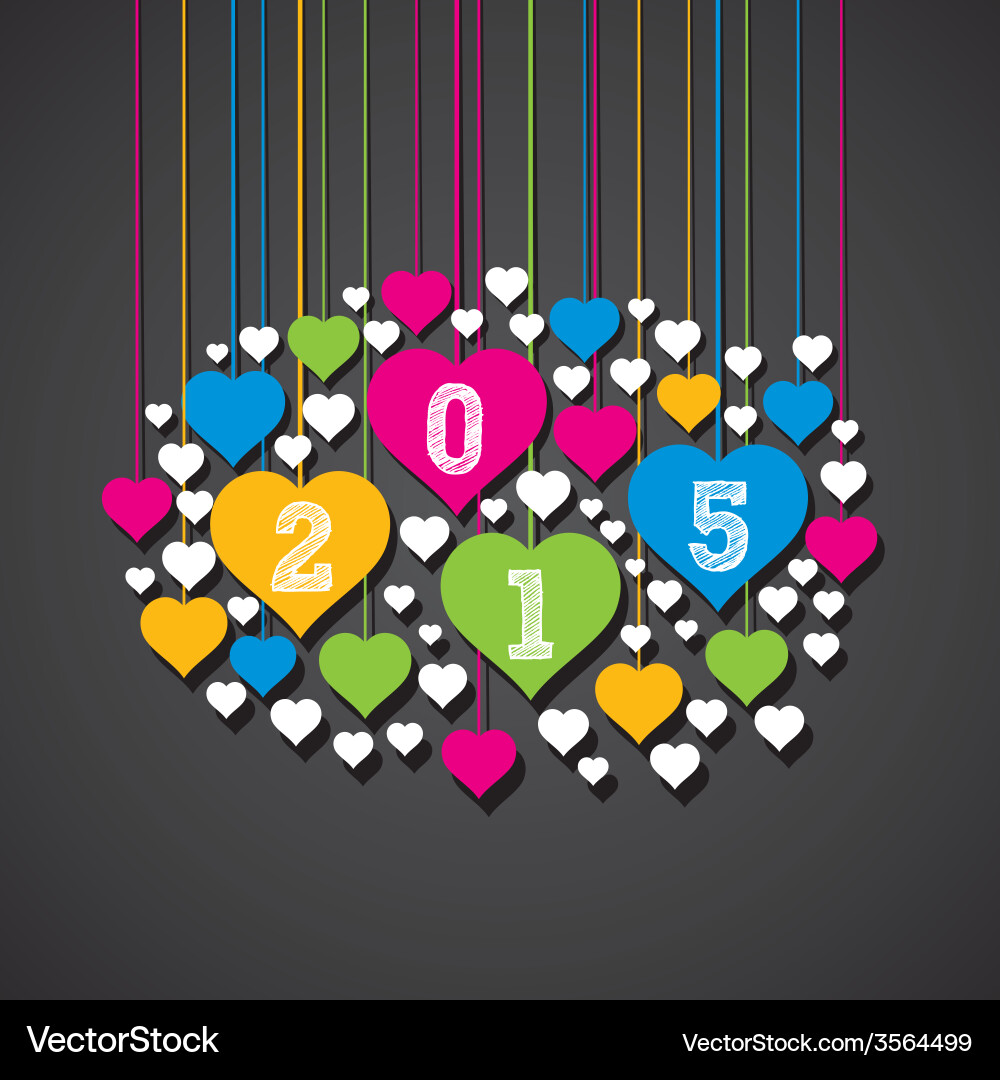 New year 2015 heart shape banner design Vector Image