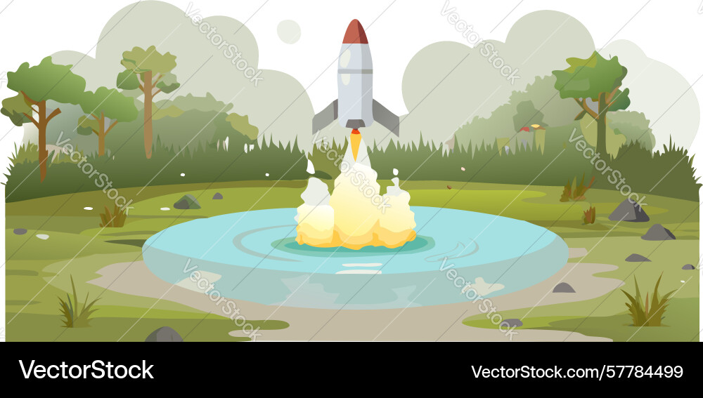 Oasis rocket launch in desert design generative ai Vector Image